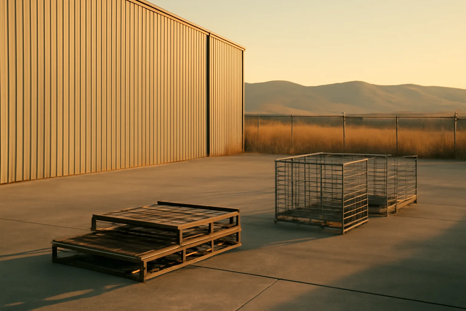 Empty Idaho warehouse yard where a cat converter desk might sit